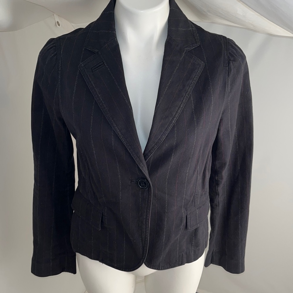 Marc Jacobs navy blue pinstripe fitted blazer 10